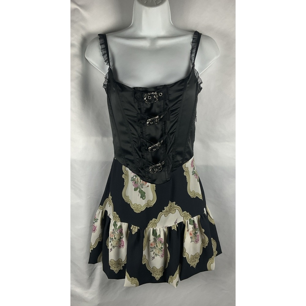 Zemeta Women's Size M At Dolls Kill Renaissance Lock Print Goth Dress